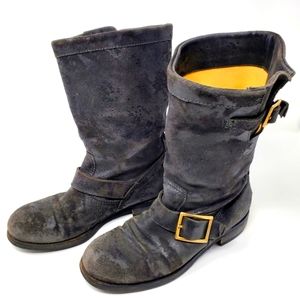 Jimmy Choo Grey Suede Moto Boots